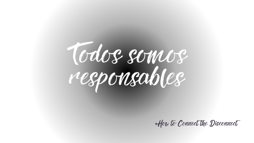 Las imágenes muestran el título y el subtítulo de un nuevo artículo de la serie: Interconexión: Cómo conectar la desconexión. Se titula: Todos somos responsables.